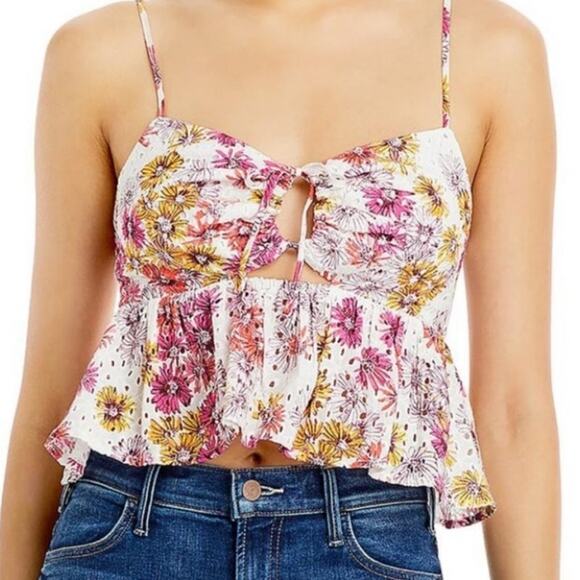 Wayf Maeve Floral Print Eyelet Camisole Sz S NWT - Picture 1 of 12